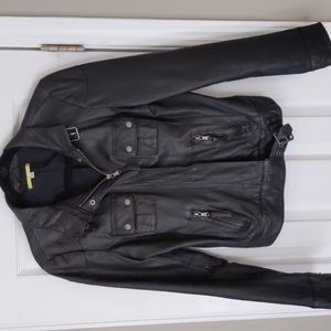 Gianni Bini black genuine leather moto jacket